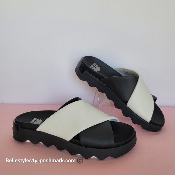 SOREL Viibe Criss-Cross Platform Smooth Leather Women’s Slide- Size 9.5 ⭐ - Picture 4 of 16